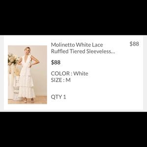 Molinetto white lace ruffled tiered sleeveless maxi dress